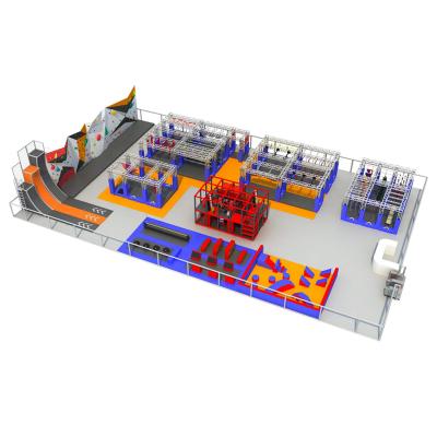 Indoor Trampoline Adventure Park with High Rope Courses and Ninja Obstacles for Commercial Use